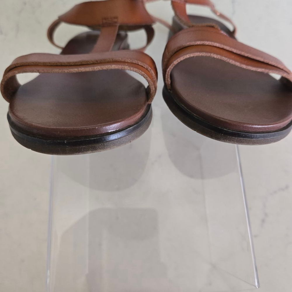 Women's Lauren Blakwell Olivia Leather Flat Sandals in Camel Brown Size 9.5 - Picture 5 of 7